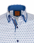 Luxury Polka Dot Print Double Collar Long Sleeved Mens Shirt SL 6550 - Thumbnail