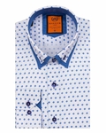 Luxury Polka Dot Print Double Collar Long Sleeved Mens Shirt SL 6550 - Thumbnail