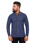 Luxury Polka Dot Printed Long Sleeved Double Collar Mens Shirt SL 6816 - Thumbnail