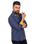 Luxury Polka Dot Printed Long Sleeved Double Collar Mens Shirt SL 6816 - Thumbnail