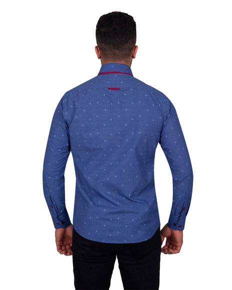 Luxury Polka Dot Printed Long Sleeved Double Collar Mens Shirt SL 6816