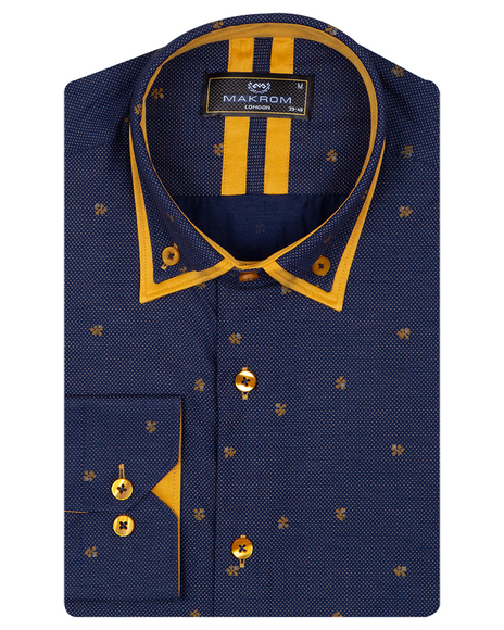 Luxury Polka Dot Printed Long Sleeved Double Collar Mens Shirt SL 6816