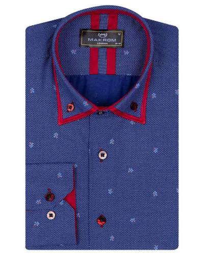 Luxury Polka Dot Printed Long Sleeved Double Collar Mens Shirt SL 6816