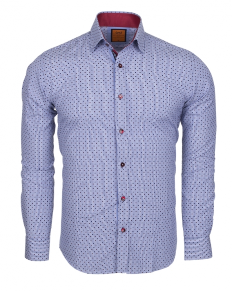 MAKROM - Luxury Polka Dot Printed Long Sleeved Mens Shirt SL 5969 (Thumbnail - )