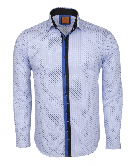 MAKROM - Luxury Polka Dot Printed Long Sleeved Mens Shirt SL 5970