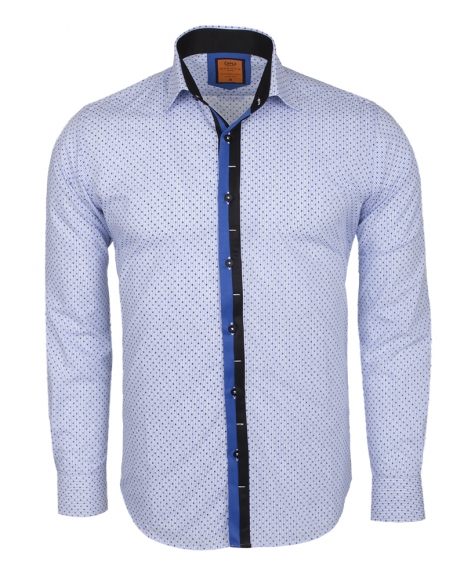 Luxury Polka Dot Printed Long Sleeved Mens Shirt SL 5970