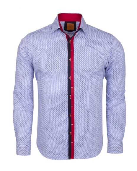 Luxury Polka Dot Printed Long Sleeved Mens Shirt SL 5970