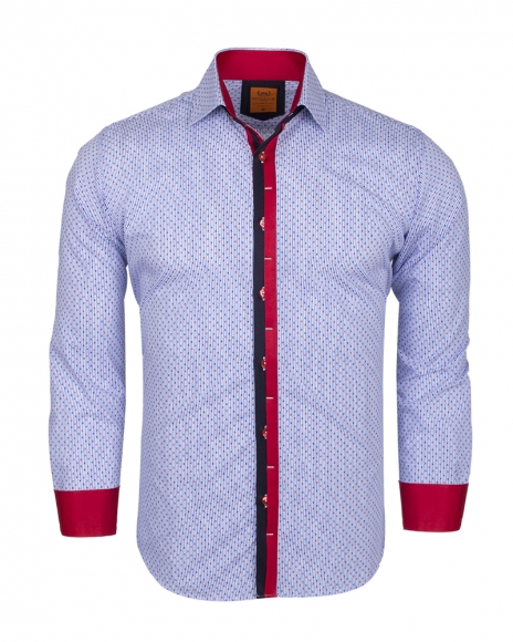 Luxury Polka Dot Printed Long Sleeved Mens Shirt SL 5970