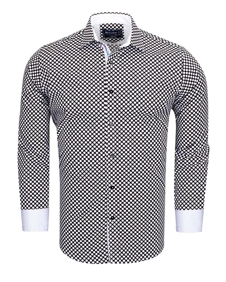 Luxury Polka Dot Printed Long Sleeved Mens Shirt SL 6541