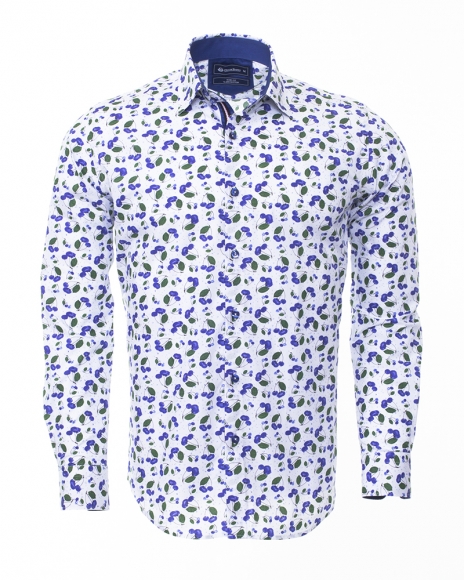Oscar Banks - Luxury Printed Long Sleeved Mens Shirt SL 6304