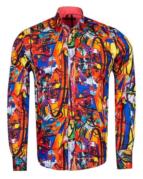 MAKROM - Luxury Printed Long Sleeved Mens Shirt SL 6926 (Thumbnail - )