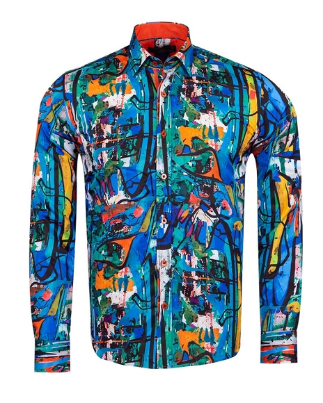 MAKROM - Luxury Printed Long Sleeved Mens Shirt SL 6926