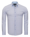 Luxury Printed Makrom Long Sleeved Double Collar Mens Shirt SL 6815 - Thumbnail
