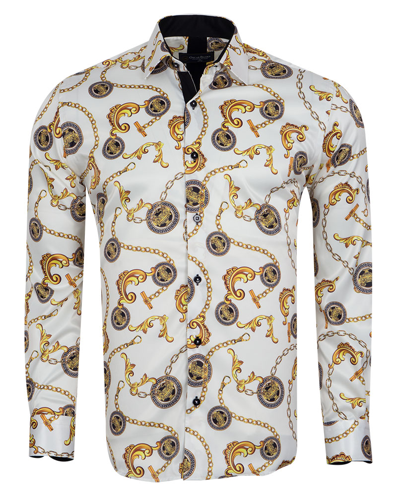 Luxury Printed Mens Satin Shirt SL 7104 | Makrom