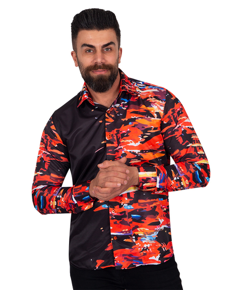 MAKROM - Luxury Printed Mens Shirt With Live Colors SL 6861