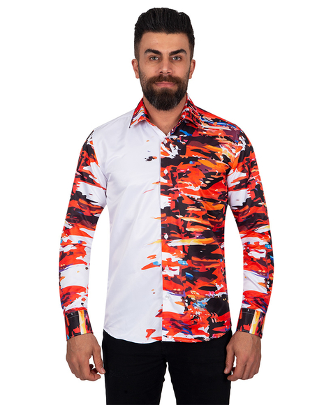 MAKROM - Luxury Printed Mens Shirt With Live Colors SL 6861 (Thumbnail - )
