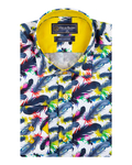 Luxury Pure Cotton Feathers Printed Long Sleeved Mens Shirt SL 6876 - Thumbnail