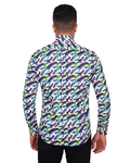 Luxury Pure Cotton Feathers Printed Long Sleeved Mens Shirt SL 6876 - Thumbnail