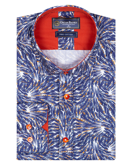 Luxury Quality Printed Long Sleeved Cotton Mens Shirt SL 6875