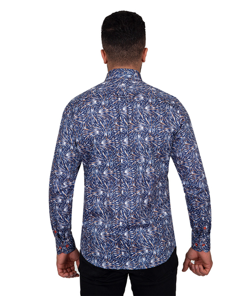 Oscar Banks - Luxury Quality Printed Long Sleeved Cotton Mens Shirt SL 6875 (1)