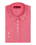 Luxury Red Check Pattern Printed Womens Shirt LL 3311 - Thumbnail