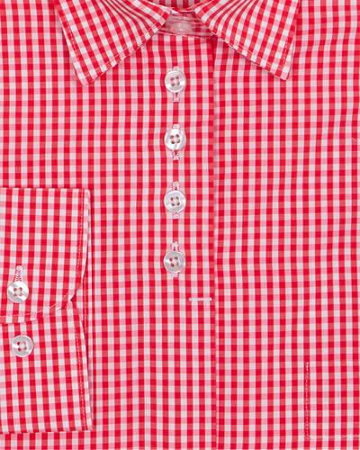 Luxury Red Check Pattern Printed Womens Shirt LL 3311