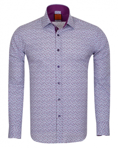 MAKROM - Luxury Red Flowers Printed Long Sleeved Mens Shirt SL 6686 (1)