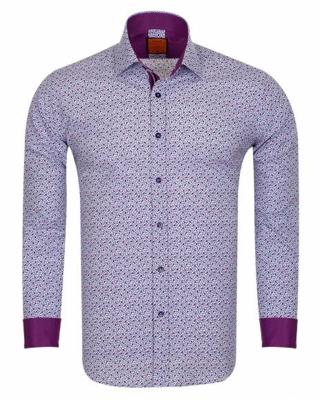 Luxury Red Flowers Printed Long Sleeved Mens Shirt SL 6686