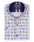 Luxury Short Sleeved Bus Printed Mens Shirt SS 6838 - Thumbnail