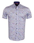 Luxury Short Sleeved Bus Printed Mens Shirt SS 6838 - Thumbnail