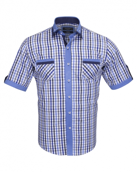 MAKROM - Luxury Short Sleeved Check Shirt With Chest Pocket SS 6042