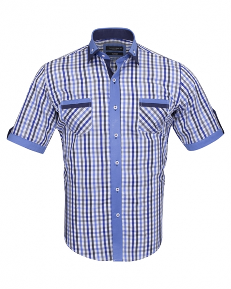 MAKROM - Luxury Short Sleeved Check Shirt With Chest Pocket SS 6042