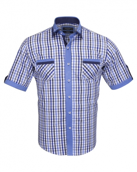 Luxury Short Sleeved Check Shirt With Chest Pocket SS 6042