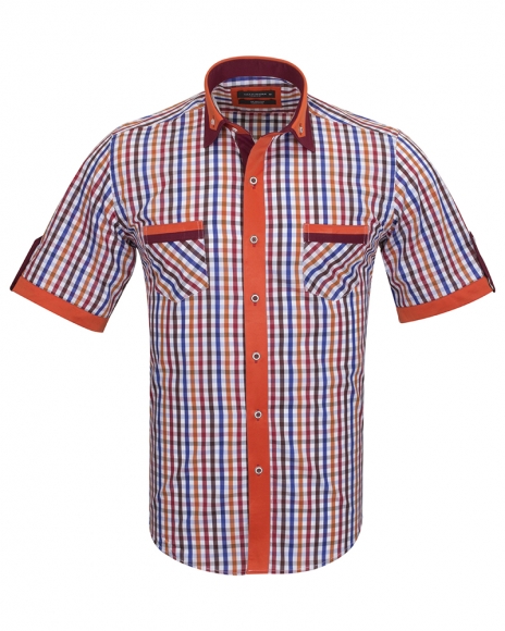 Luxury Short Sleeved Check Shirt With Chest Pocket SS 6042