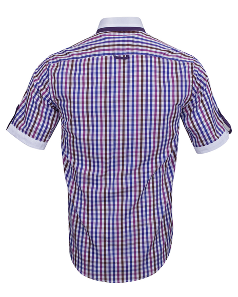 Luxury Short Sleeved Check Shirt With Chest Pocket SS 6042