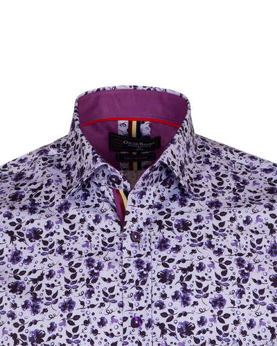 Luxury Short Sleeved Floral Printed Mens Shirt SS 6845