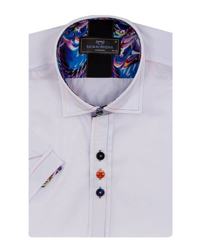 Luxury Short Sleeved Mens Shirt With Details SS 7026