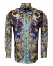 Luxury Special Pattern Printed Long Sleeved Satin Mens Shirt SL 6431 - Thumbnail