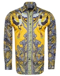 Luxury Special Pattern Printed Long Sleeved Satin Mens Shirt SL 6431 - Thumbnail