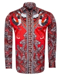 Luxury Special Pattern Printed Long Sleeved Satin Mens Shirt SL 6431 - Thumbnail