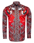 Luxury Special Pattern Printed Long Sleeved Satin Mens Shirt SL 6431 - Thumbnail