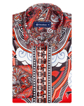 Luxury Special Pattern Printed Long Sleeved Satin Mens Shirt SL 6431 - Thumbnail