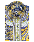 Luxury Special Pattern Printed Long Sleeved Satin Mens Shirt SL 6431 - Thumbnail