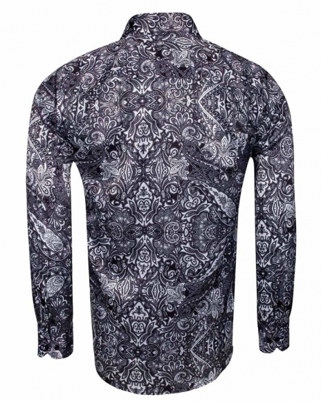 Luxury Special Pattern Printed Long Sleeved Satin Mens Shirt SL 6431