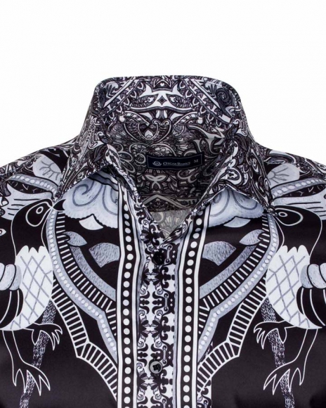 Luxury Special Pattern Printed Long Sleeved Satin Mens Shirt SL 6431