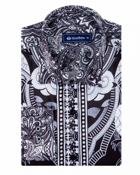 Luxury Special Pattern Printed Long Sleeved Satin Mens Shirt SL 6431