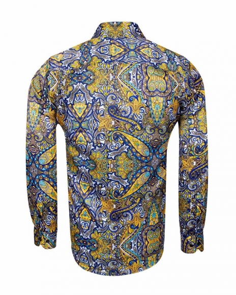 Luxury Special Pattern Printed Long Sleeved Satin Mens Shirt SL 6431