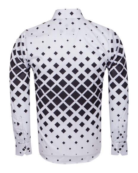Luxury Squares Printed Long Sleeved Mens Shirt SL 6735