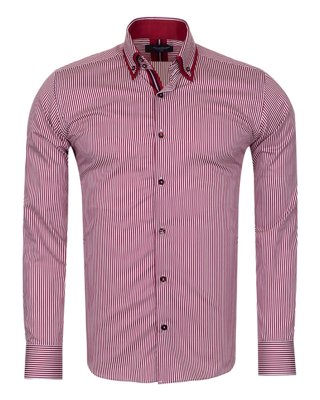 Oscar Banks - Luxury Striped Oscar Banks Double Collar Shirt SL 6758