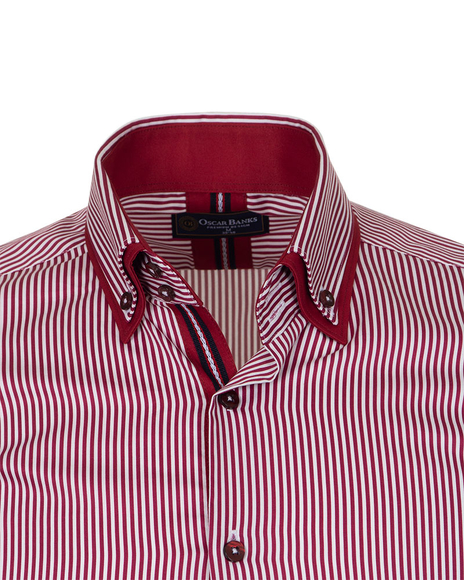 Luxury Striped Oscar Banks Double Collar Shirt SL 6758